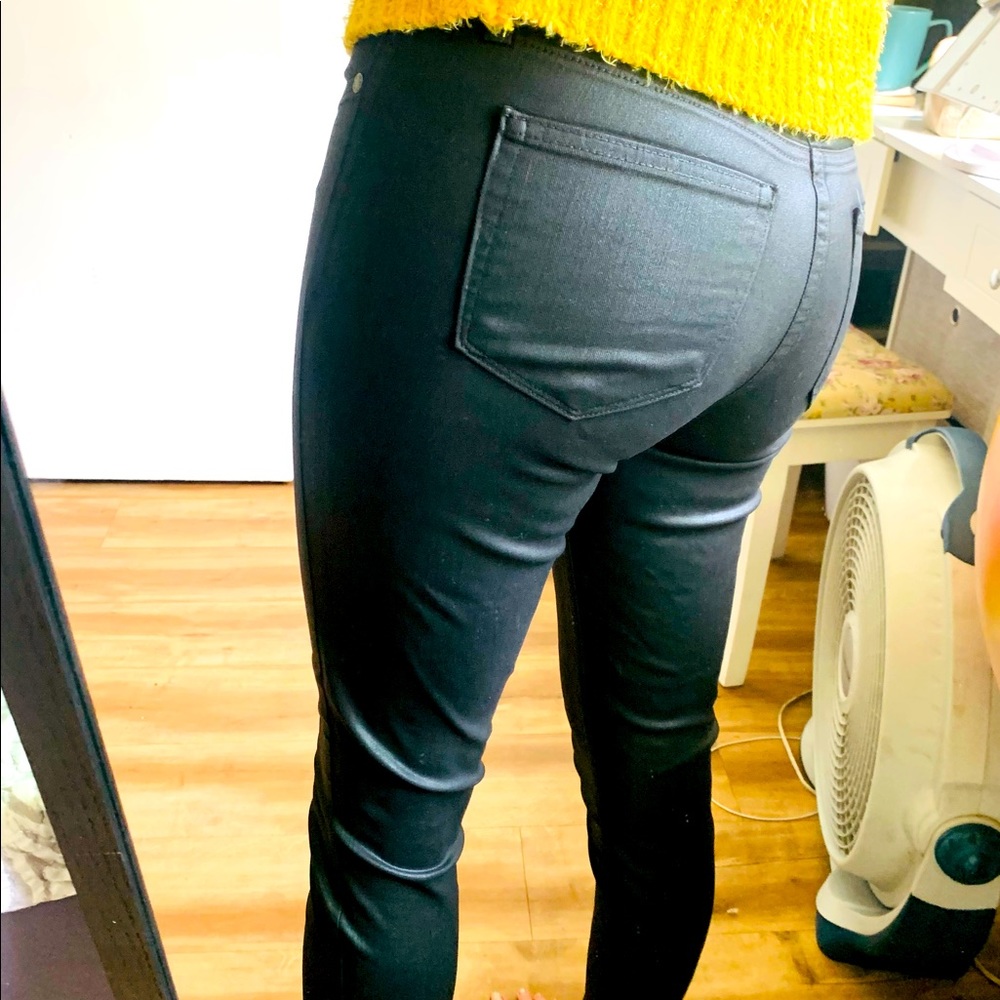 Black faux leather jeans